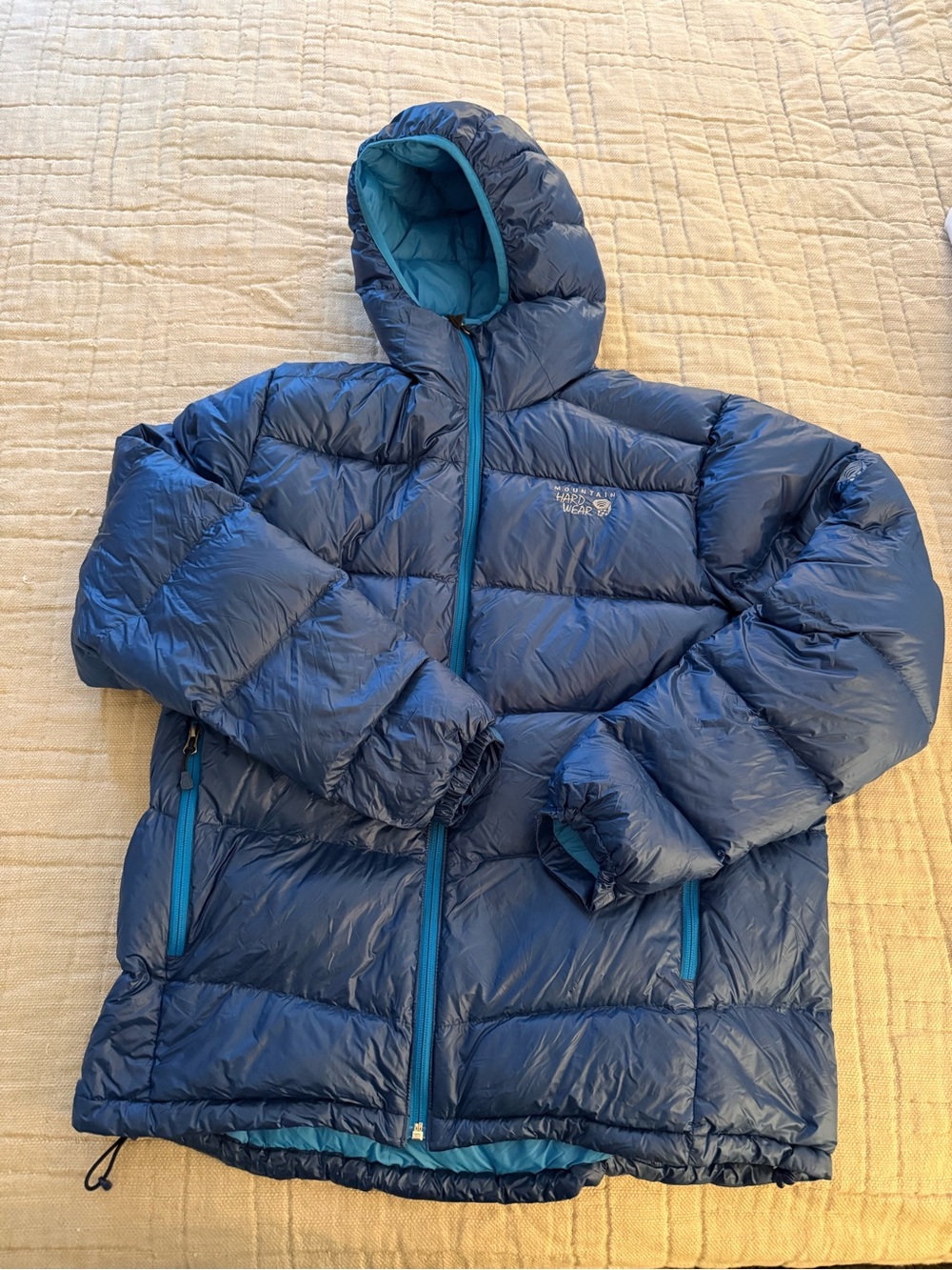 Mountain Hardwear Men’s Blue Down Insulated Hooded Puffer Jacket Large